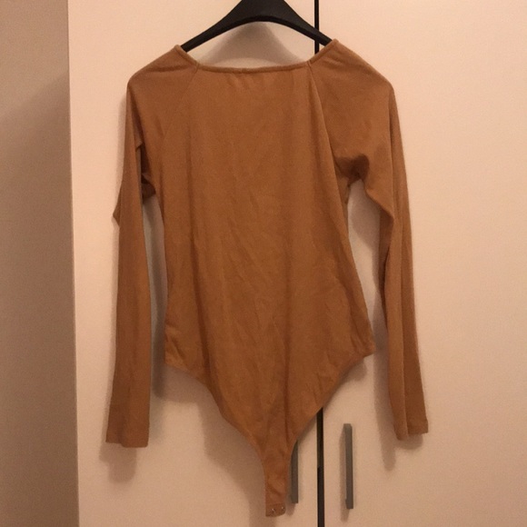 GAP Beige Long Sleeve ribbed Square Neck Bodysuit - Picture 5 of 5